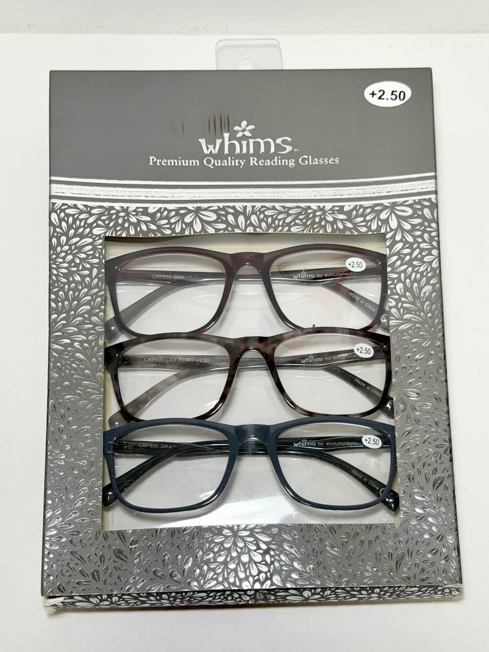 Whims by Evolutioneyes Premium Reading Glasses 3-Pack – Strength +2.50